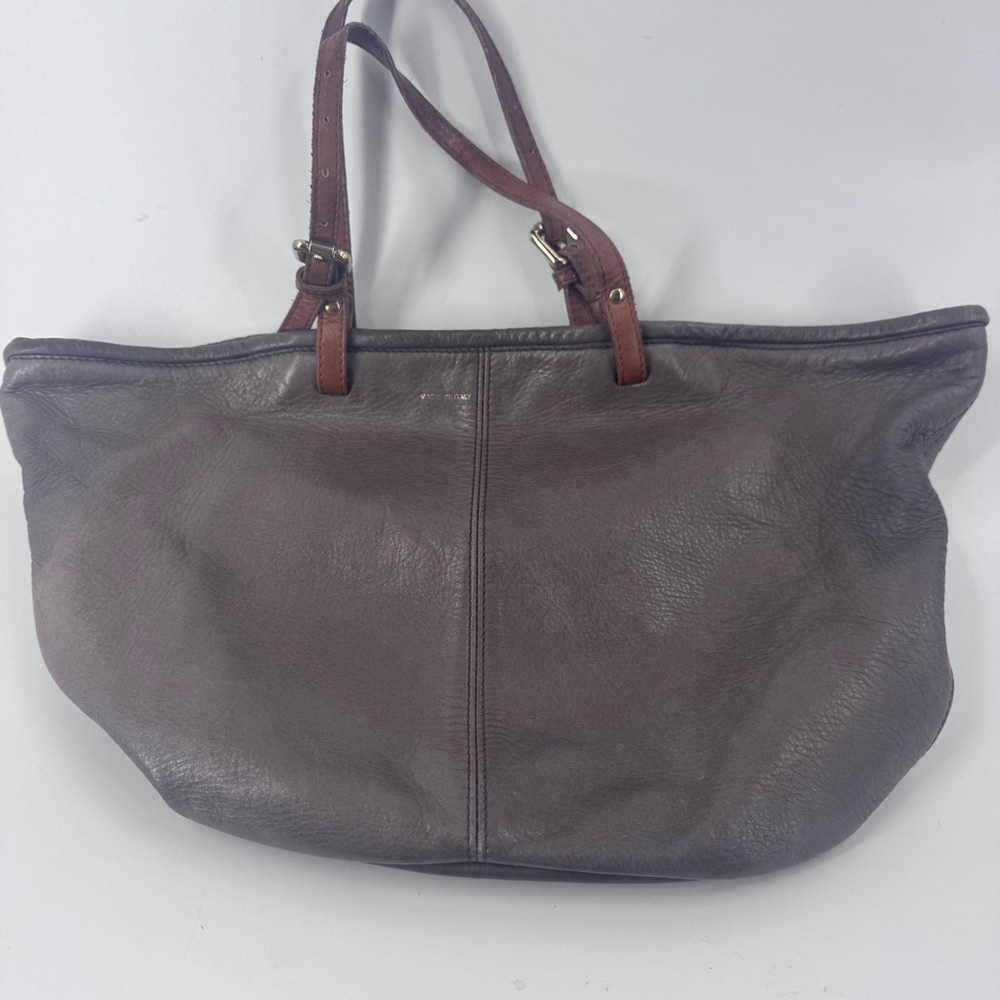 Pop Corn Milano Vintage Brown/ Purple Genuine‎ Leather Tote- Distressed Finish